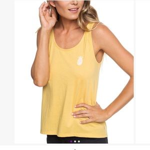 Roxy Yellow Ocher Pineapple Dreaming About A Cruise Tank Top Size XL